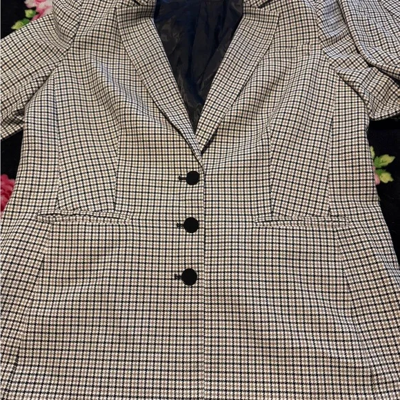 Karl Lagerfeld Black Tan Plaid Blazer - Picture 3 of 8